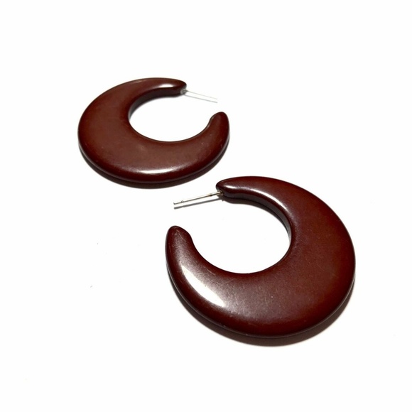 Big Jet Frosted Vintage Lucite Hoop Earrings - Picture 8 of 8